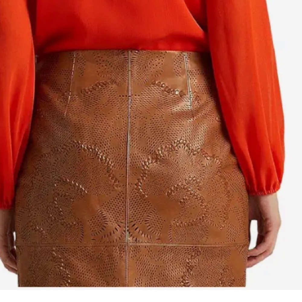 Vintage Ralph Lauren Transition 22 brown leather skirt - Picture 4 of 11